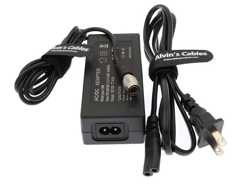 Alvin's Cables Sound Devices XL WPH3 AC Adapter for 702T Recorder 4 Pin Male Hirose to 12V 4A AC Power Adapter - Image 1
